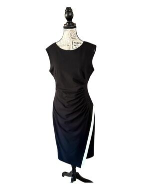 Calvin Klein Black Sleeveless Ruched Sheath Dress • Size 8
